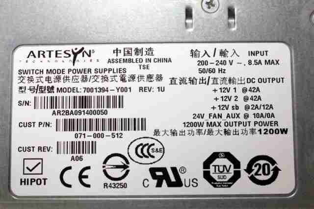 Dell EMC CX4-960C 1200W Power Supply 7001394-Y001 D037F W867D